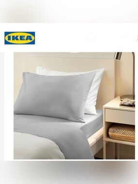 🩶 BANDPALPMAL twin sheet set IKEA gray grey NIP pillowcase fitted flat NWT